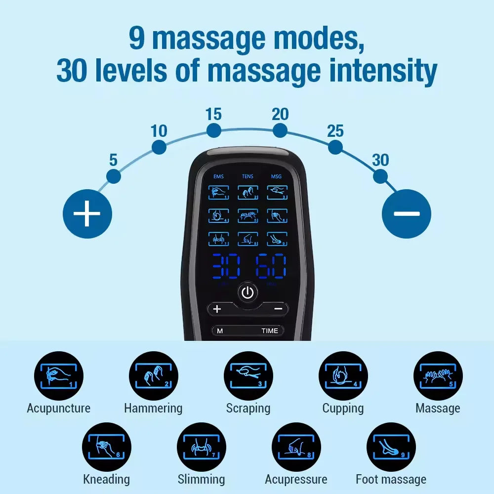 Digital EMS TENS Unit - Electric Muscle Stimulator for Physiotherapy, Acupuncture & Body Massage Therapy with Slimming Functions