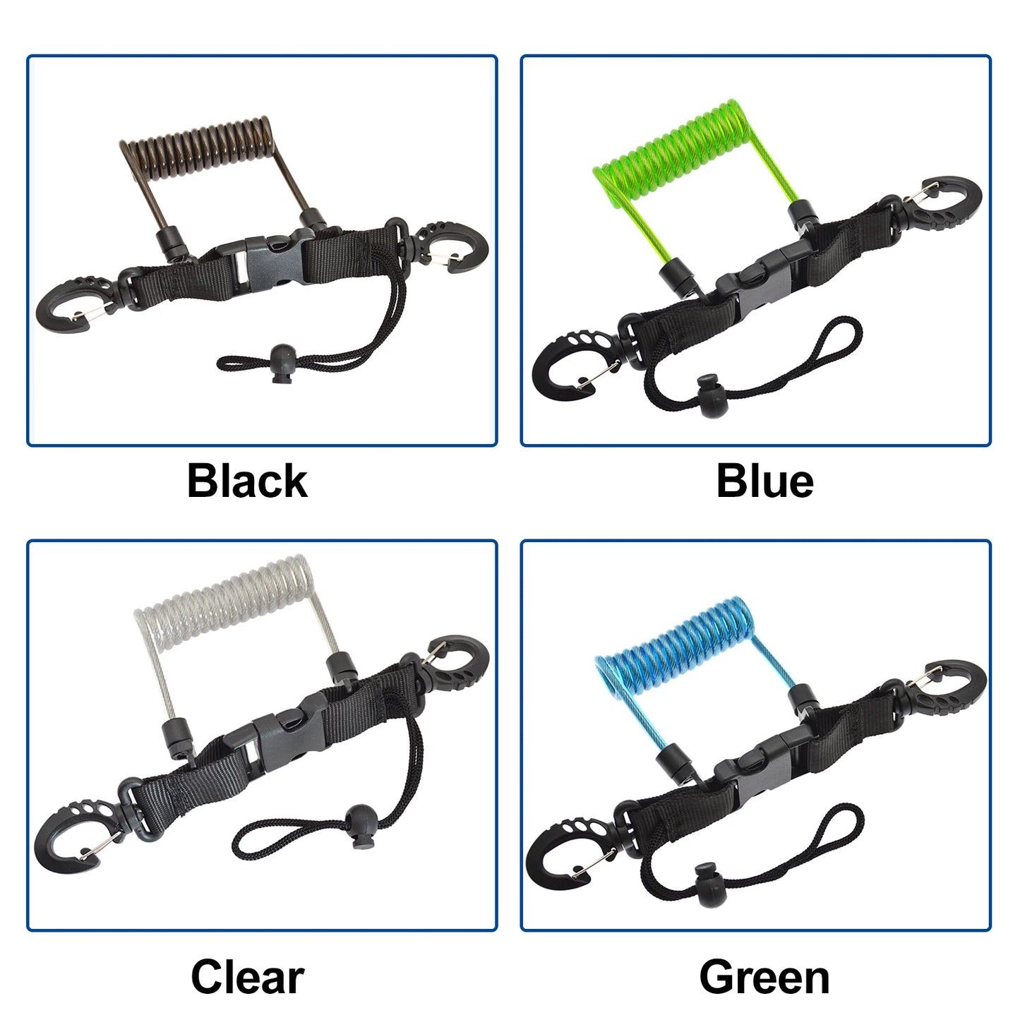 Anti-Loss Spiral Coil Safety Leash for Camera & Flashlight - Diving Snorkeling Surfing Kayaking Equipment
