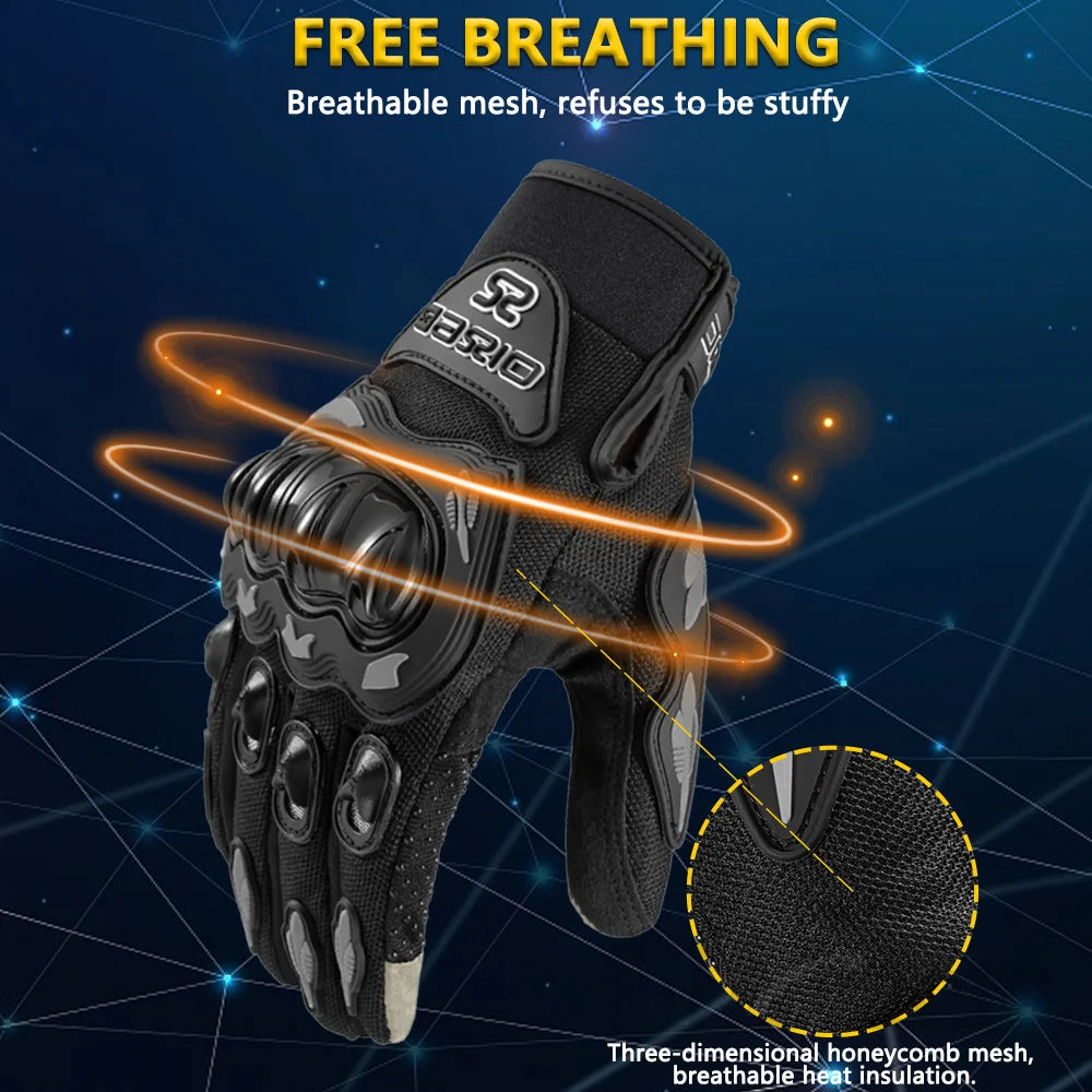 Full Finger Motorcycle Gloves - Summer Breathable, Touch Screen, Non-Slip Racing Gloves