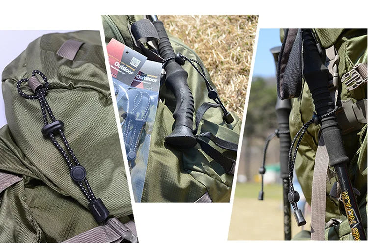 Hiking Pole Holder Set - 2 Pack Backpack Walking Stick Attachment Straps with Tie Cord Rope for Trekking, Camping & Mountain Outdoor Sports