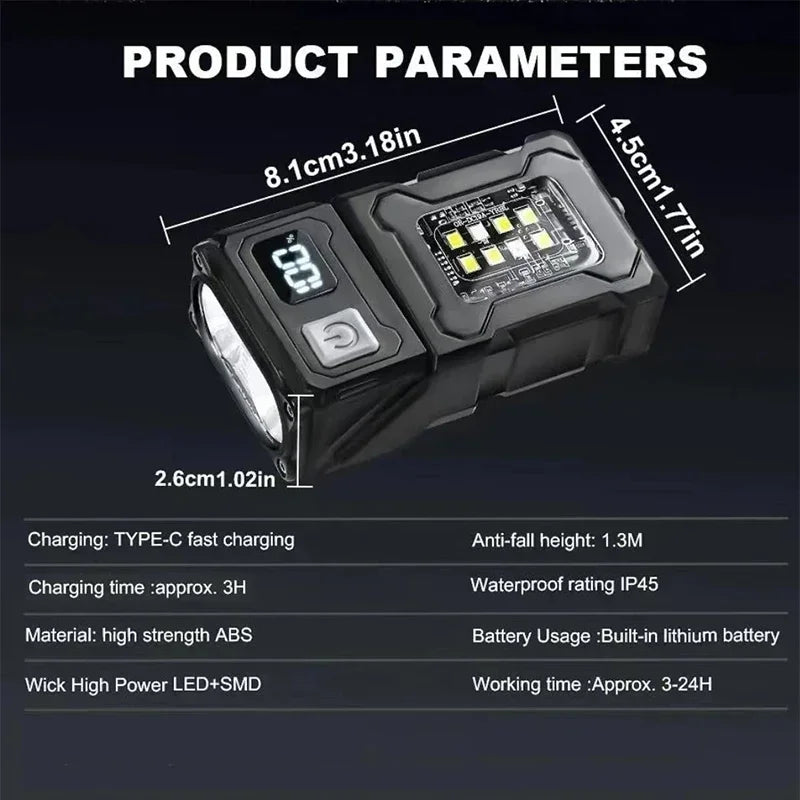 Portable LED Flashlight Set (1-2 Pieces) - Super Bright Mini USB Rechargeable with Magnetic Tail & COB Emergency Light for Camping & Hiking