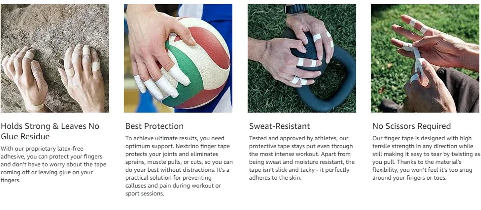 Athletic Finger Tape - Skin-Friendly Sports Protection Wrap for Baseball, Lacrosse & Gymnastics (1/2/3 Roll Options)