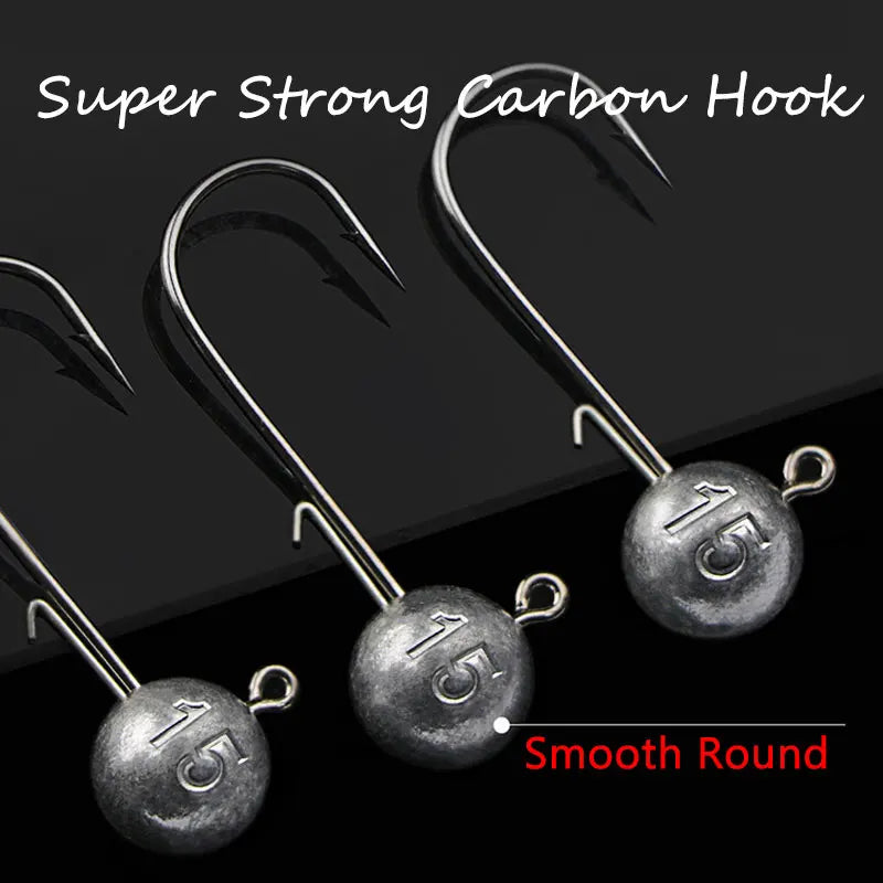 Round Head Jig Hooks for Soft Lure Fishing - Multi-Weight Pack (1g, 2g, 3g, 4g to 20g) - Premium Worm Bait Jigging Hooks for Crank Fishing