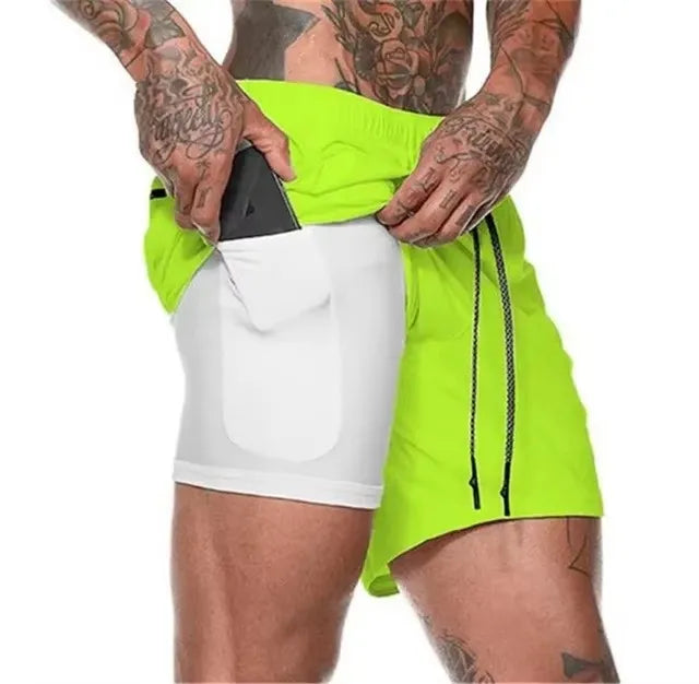 Men's 2-in-1 Compression Athletic Shorts - Double Layer Summer Fitness Training Shorts for Gym & Sports