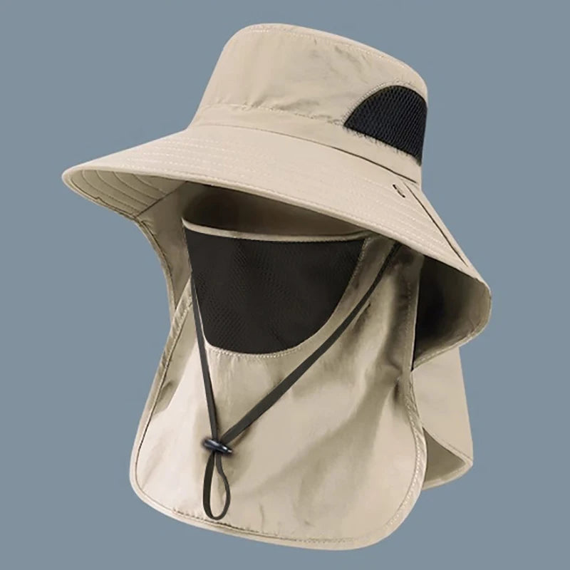 UV Protection Outdoor Sun Hat - Unisex Fishing & Hiking Cap with Neck Flap & Visor for Summer Adventures
