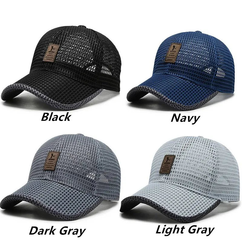 Men's Breathable Mesh Baseball Cap - Quick-Dry Anti-UV Sports Visor for Tennis, Golf & Hiking