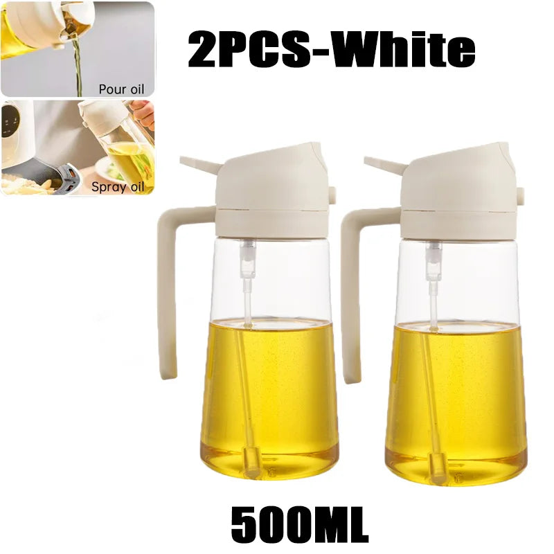 Multi-Size Oil Spray Bottle Set (200ml/300ml/500ml) - BBQ Cooking Olive Oil Sprayer for Kitchen Baking, Empty Refillable Vinegar Bottle with Oil Brush