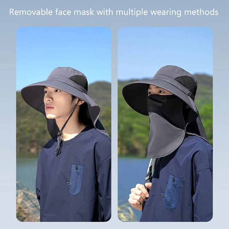 UV Protection Outdoor Sun Hat - Unisex Fishing & Hiking Cap with Neck Flap & Visor for Summer Adventures