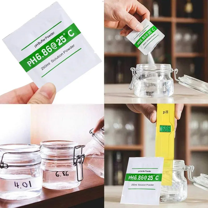 pH Meter Calibration Buffer Powder Set - 3/15 Pieces - 4.01, 6.86, 9.18 pH Calibration Points - Measurement Solution for pH Test Meters
