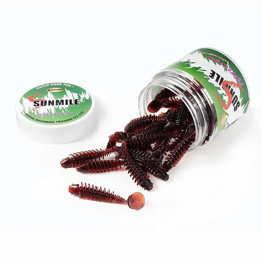 SUNMILE Artificial Soft Bait Fishing Worms - 4cm/0.6g - 20 Piece Set - Rock Fishing Wobblers for Perch, Trout & Bass