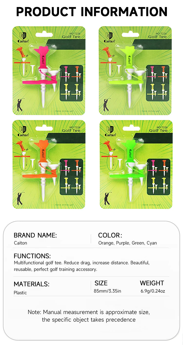 Magnetic Golf Tee Set - Adjustable Height Mother-Child Design | 1-4 Pieces Available | Multifunctional Guide Tees in 4 Color Options