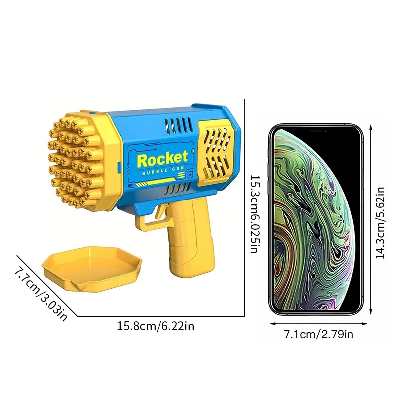 Electric Automatic Bubble Gun - 40 Hole Rocket Launcher Style Handheld Portable Party Toy Birthday Gift (Bubble Water Not Included)