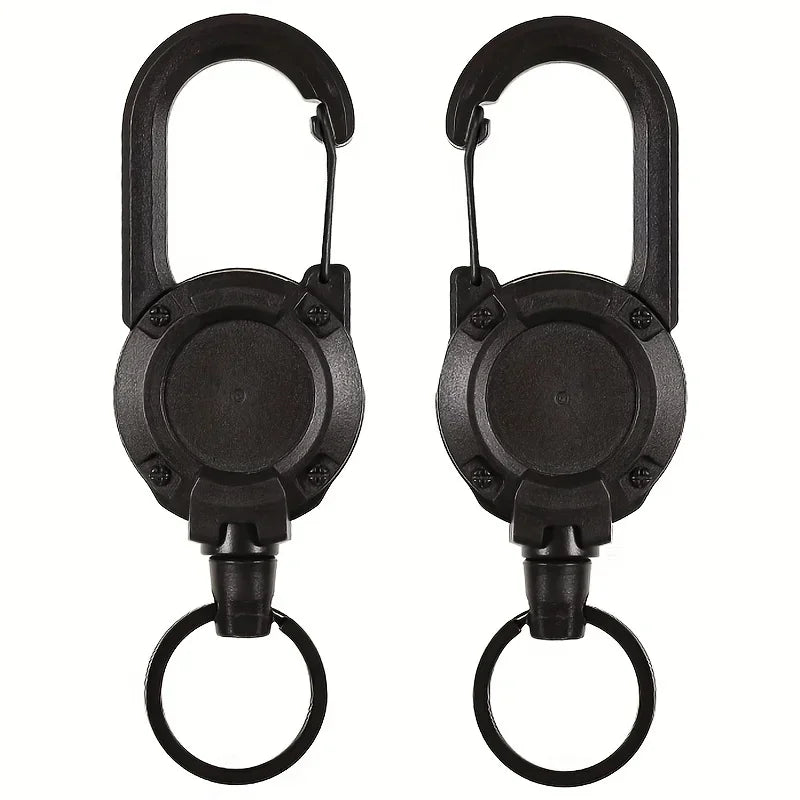 Heavy Duty Retractable Badge Reel Keychain with Carabiner Clip - Extendable Key Chain Holder for Men's Outdoor Bags (1/2/4 Pack Options)