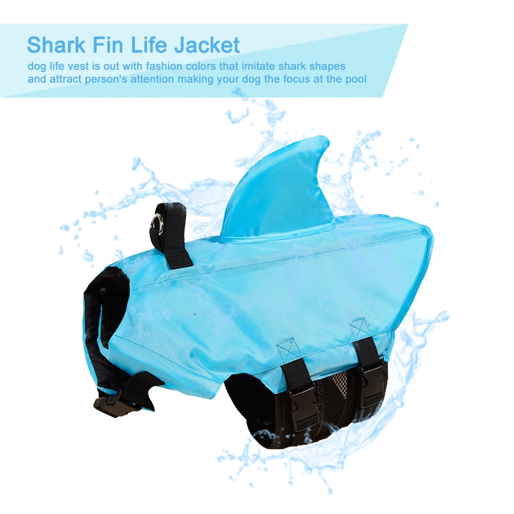 Enhanced Buoyancy Dog Life Jacket - Safety Swimming Vest with Handle for Small Medium Large Dogs - Shark Design Surfing Gear