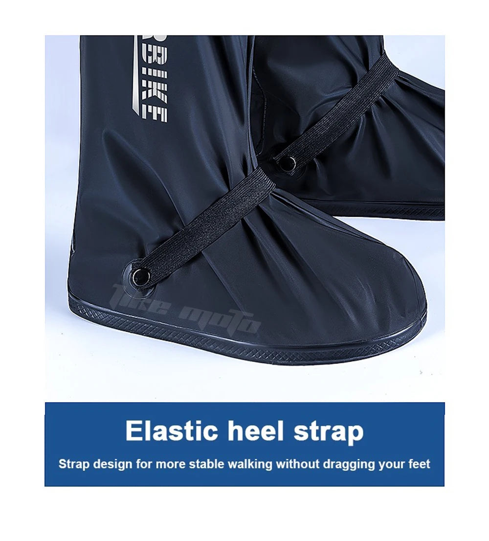 Waterproof Reflective Motorcycle Rain Boot Covers - Non-Slip Reusable Cycling Footwear Protection