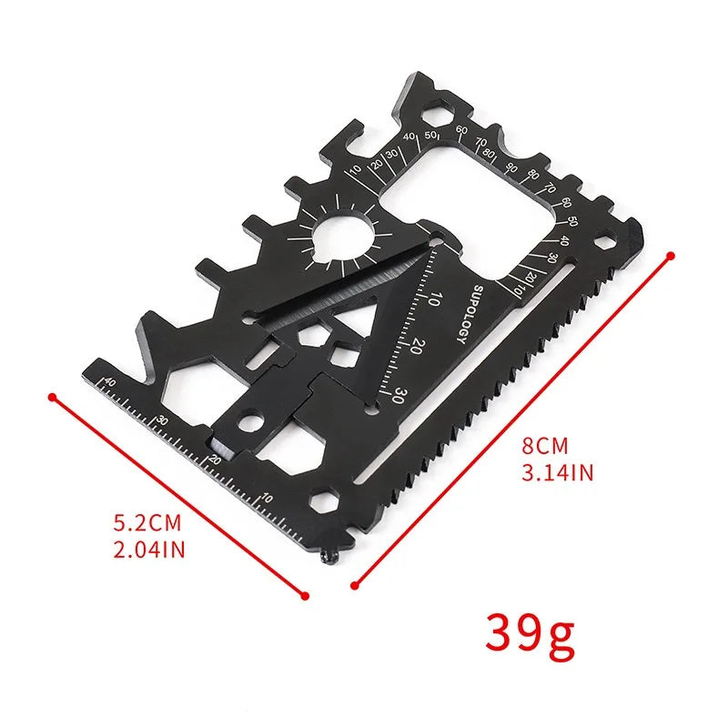 18-in-1 Multi-Functional Survival Card Tool - Portable Outdoor Wildlife Emergency Equipment