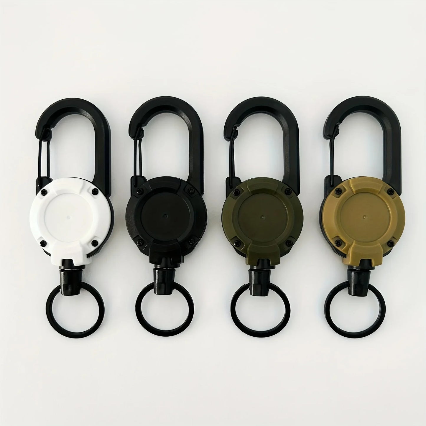 Heavy Duty Retractable Badge Reel Keychain with Carabiner Clip - Extendable Key Chain Holder for Men's Outdoor Bags (1/2/4 Pack Options)