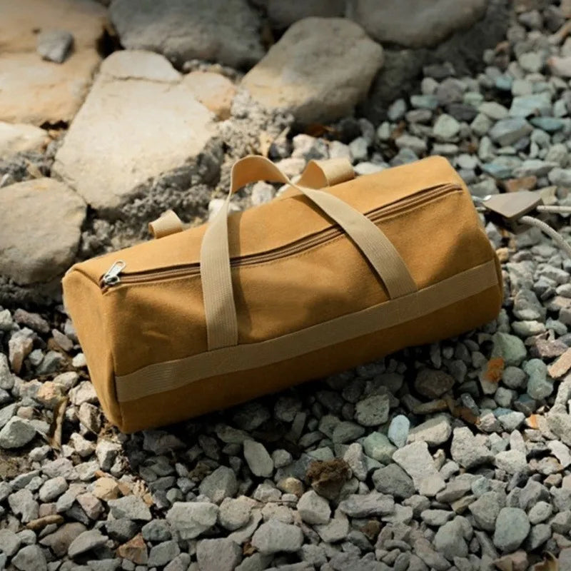 Large Capacity Cylindrical Tent Stake Storage Bag - Lightweight Camping Peg Organizer for Outdoor Adventures