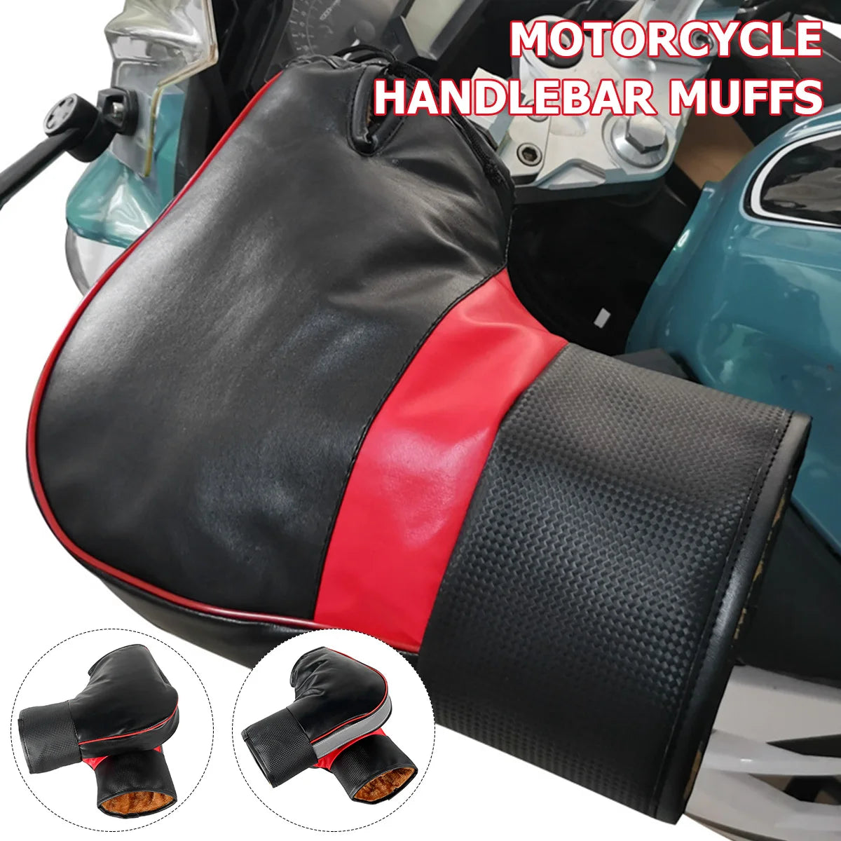 Motorcycle Handlebar Muffs - Thick Warm Rainproof Winter Gloves for Scooter & Motorcycle (1 Pair)