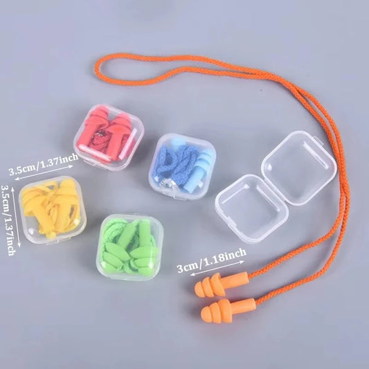 Silicone Swimming Earplugs with Rope - Noise Reduction Sleep Ear Plugs for Diving & Underwater Activities (1 Piece)