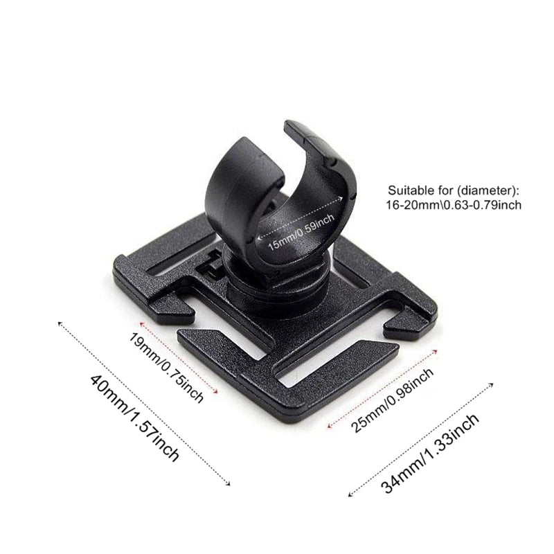 Swivel U-Ring Flashlight Holder - Multi-Purpose Backpack Light Clamp for Outdoor Hiking, Climbing & Work - Water Pipe, Pole & Shoulder Strap Compatible