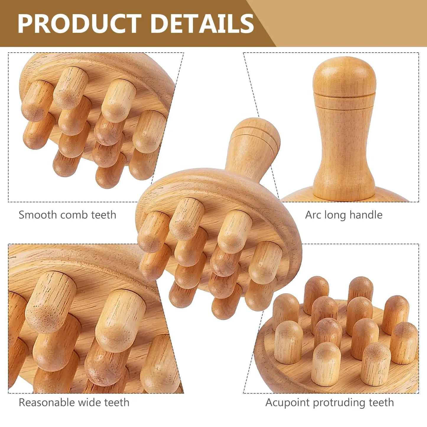 Wood Mushroom Manual Massage Tool - Full Body Gua Sha Massager for Muscle Tension Relief and Fat Reduction