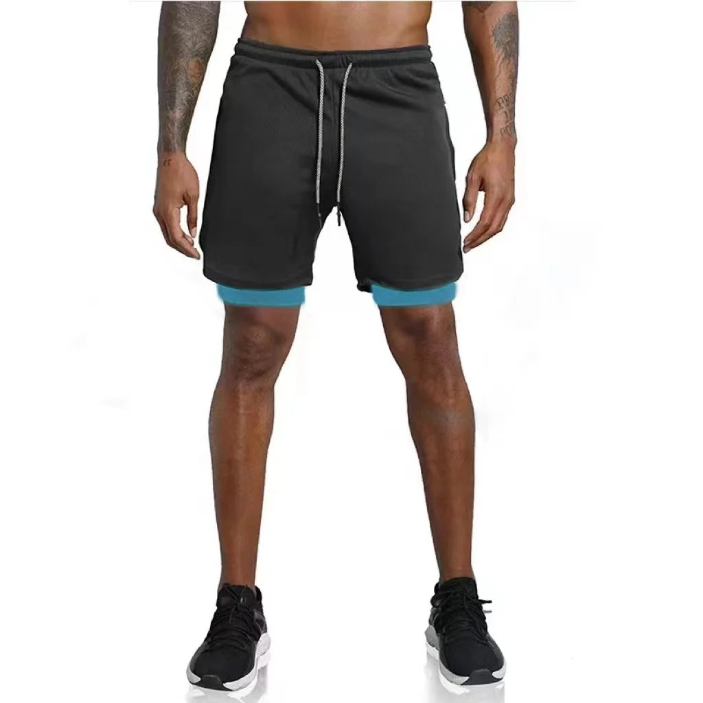 Men's 2-in-1 Compression Athletic Shorts - Double Layer Summer Fitness Training Shorts for Gym & Sports