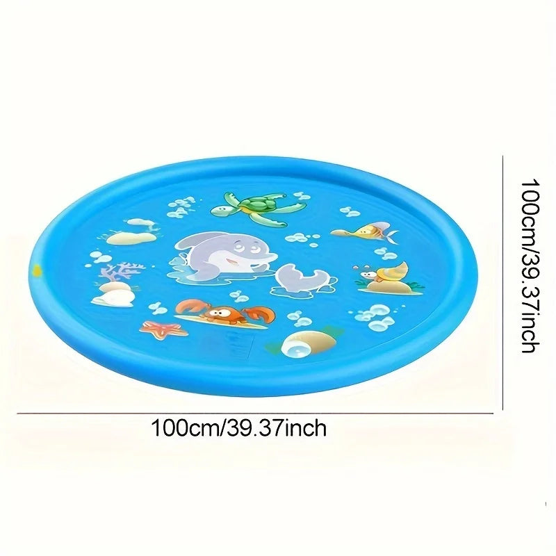 100cm Inflatable Water Sprinkler Play Mat - Beach Swimming Pool Spray Pad for Kids Outdoor Lawn Games