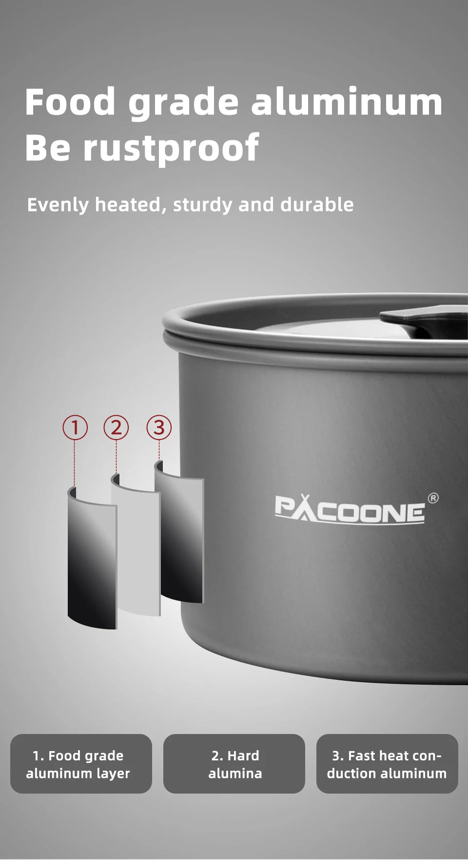 PACOONE Portable Camping Cookware Set - Complete Outdoor Cooking Kit with Pot, Kettle, Pan & Tableware for Hiking and Picnic