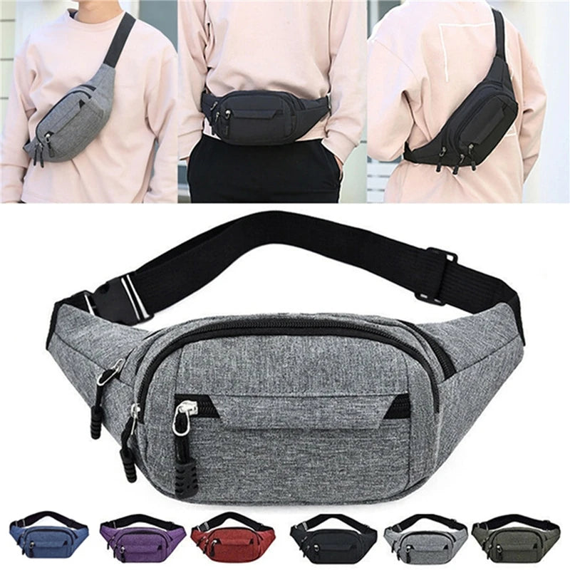 Men's Waterproof Canvas Crossbody Bag - Korean Style Outdoor Sports Waist Pack with Multiple Carry Options
