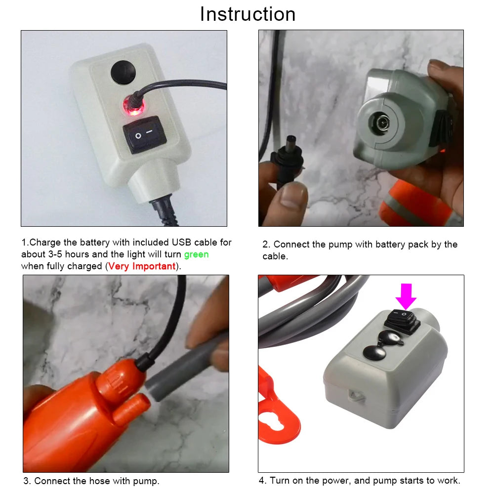 Rechargeable Portable Camping Shower Pump - Outdoor Shower Head for Hiking, Traveling & Camping Equipment