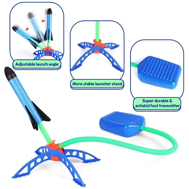 Kids' Outdoor Rocket Foot Pump | Air Pressing Soaring Rocket | Suit Jumps | Air Powered Rocket Launcher Game | Children's Toy | Gifts