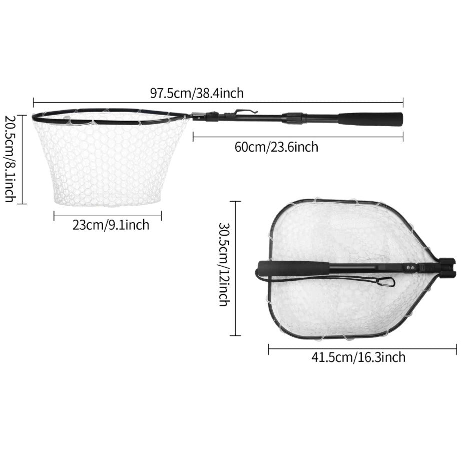 Professional Telescoping Fishing Landing Net - Aluminum Alloy Construction - Extends 55cm to 190cm with Folding Mesh Design