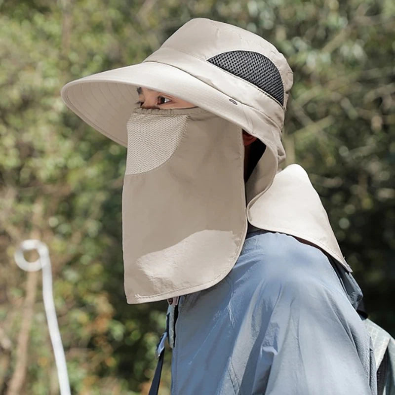 UV Protection Outdoor Sun Hat - Unisex Fishing & Hiking Cap with Neck Flap & Visor for Summer Adventures