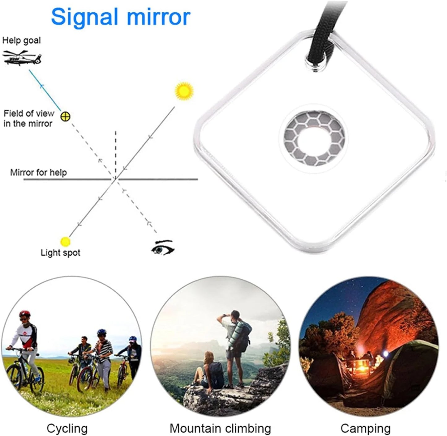 Emergency Signaling Mirror - 1PC Sunlight Reflector for Outdoor Survival, Hiking, Camping & First Aid