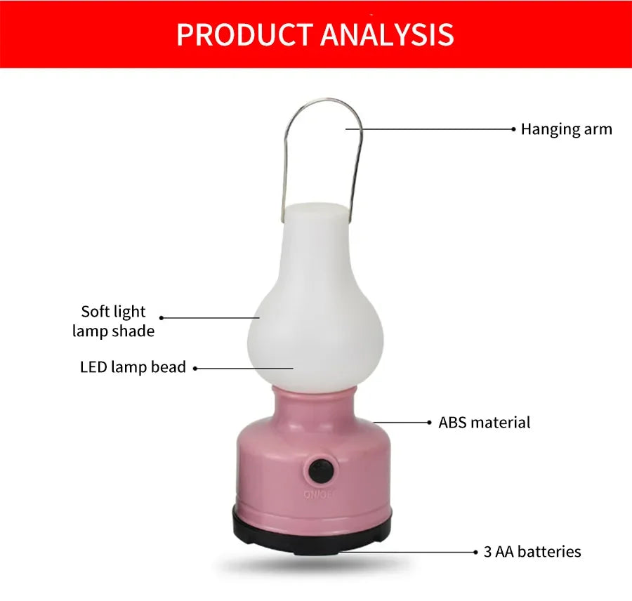 Waterproof Outdoor Tent Lamp - 2 Mode Portable Camping Light for Hiking, Climbing & Yard Use