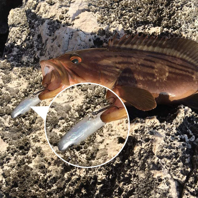 Soft Fishing Lure Kit 5pcs 8cm/2.8in Artificial Bait with Hooks