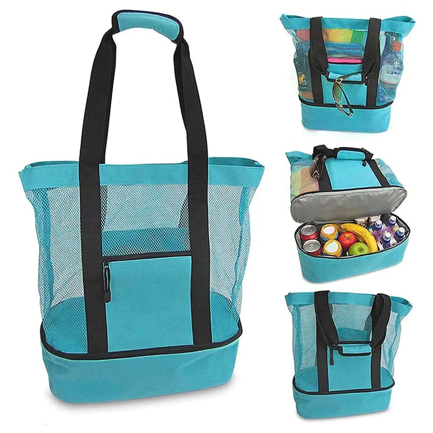 Waterproof Double-Layer Beach Tote Bag - Large Capacity Mesh Swimming Storage Bag with Heat Preservation for Women