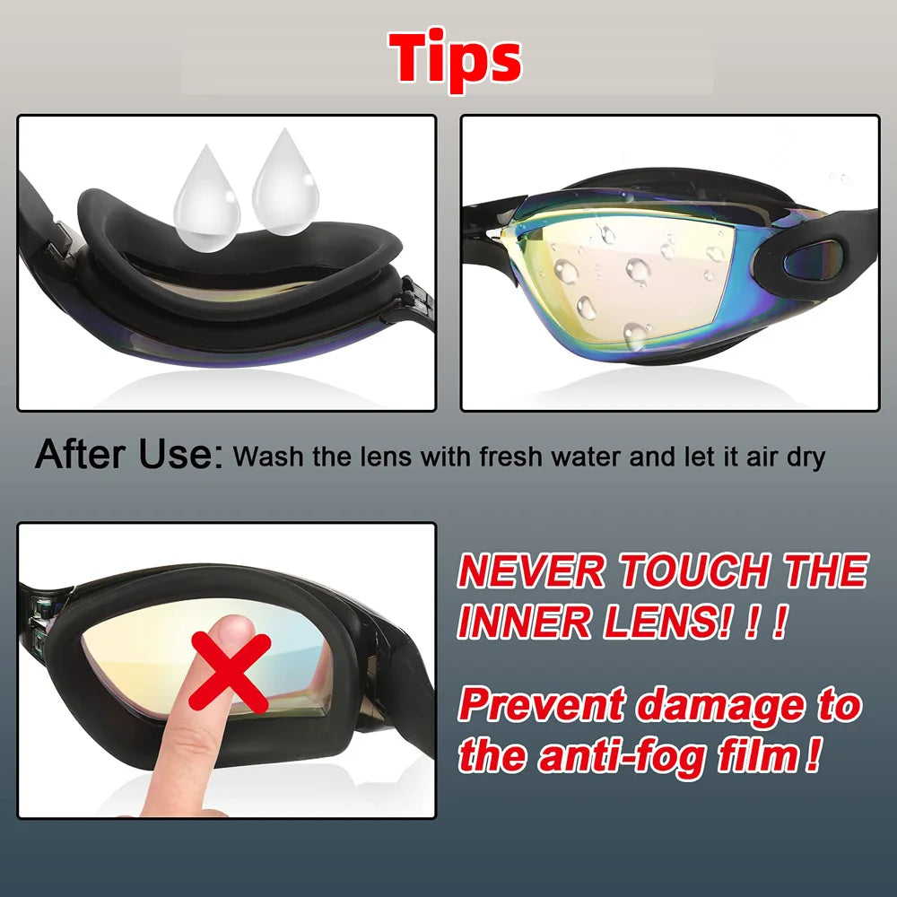 Professional Waterproof Swim Eyewear - Anti-fog 100% UV Protection - No Leaking - For Adult Men Women Youth
