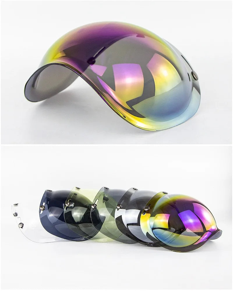 Retro Motorcycle Helmet Bubble Visor - Anti-Fog UV Protection HD Lens for Open Face Half Helmets