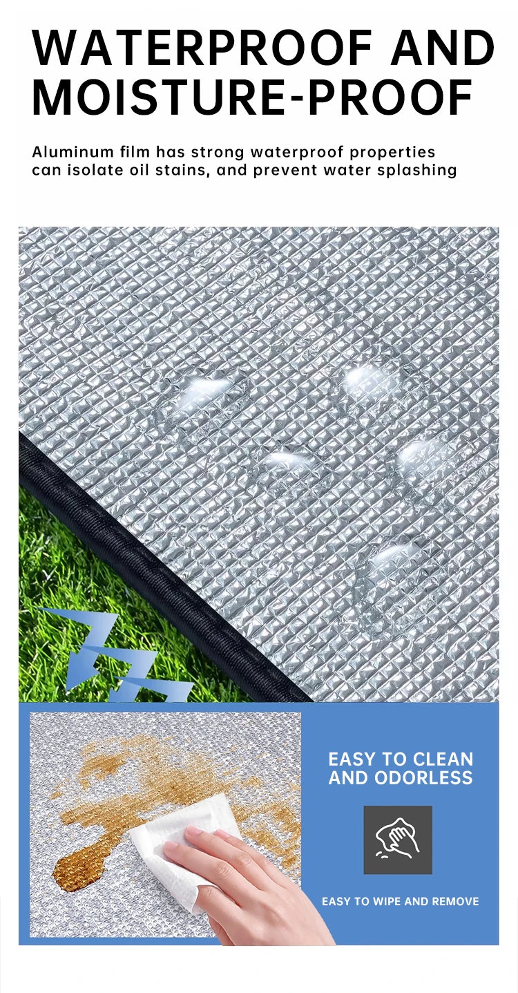 Waterproof Camping Mat - Double-Sided Aluminum Film Beach Blanket for Outdoor Picnic, Tent Floor & Portable Moisture-Proof Pad