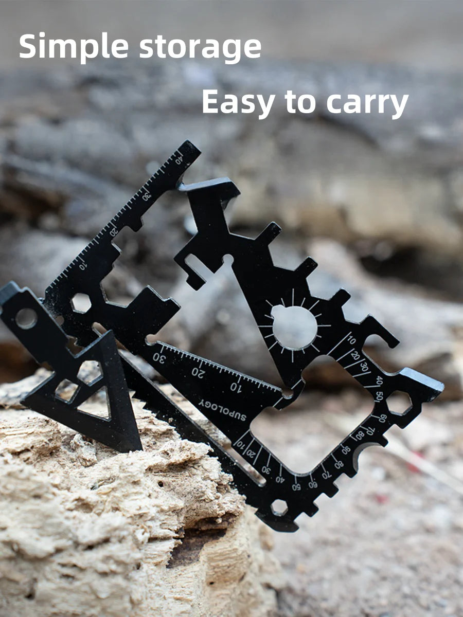 18-in-1 Multi-Functional Survival Card Tool - Portable Outdoor Wildlife Emergency Equipment