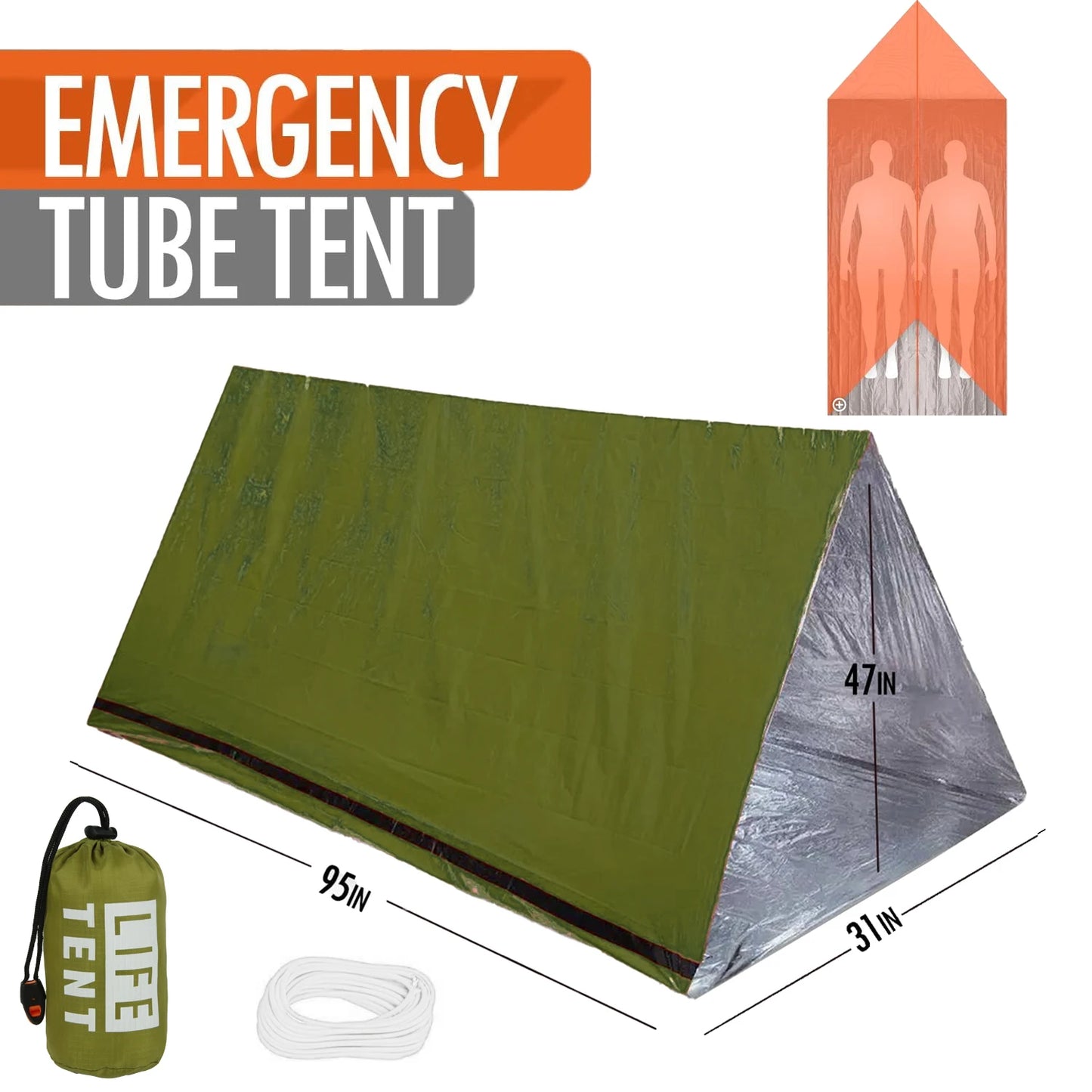 2-Person Waterproof Emergency Camping Tent - Family Travel Shelter with Pergola Design