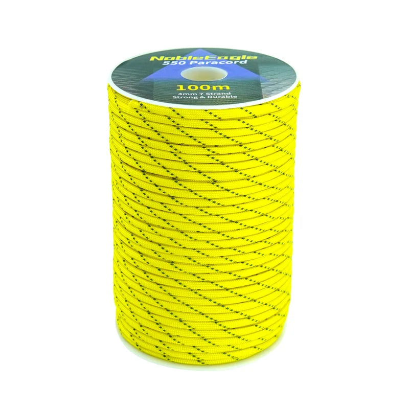 550 Paracord 7-Strand Reflective Military Tactical Rope - 4mm Parachute Cord for Camping, DIY Bracelets & Outdoor Gear