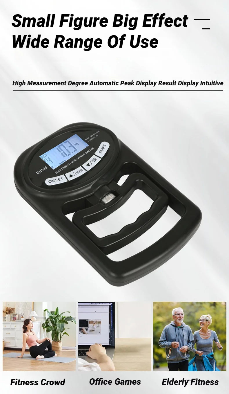 265Lbs/120Kg Digital Hand Dynamometer - Grip Strength Tester for Men and Women