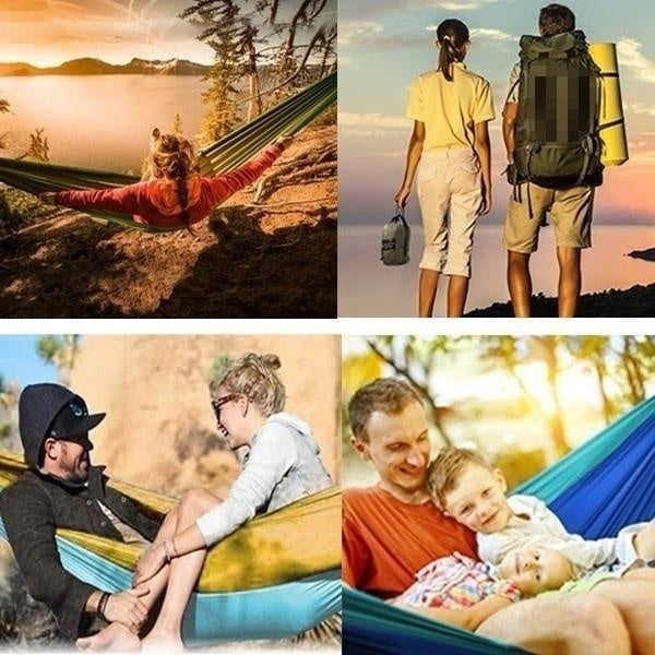 Portable Nylon Camping Hammock - High Strength Parachute Fabric Hanging Bed for Single Person Outdoor Use
