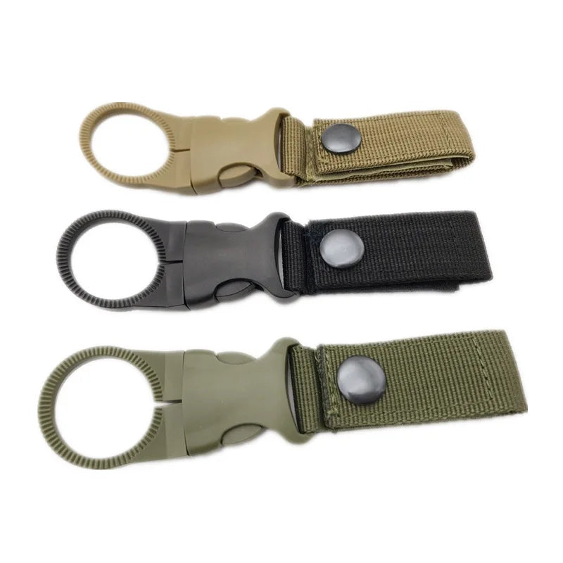 Outdoor Nylon EDC Carabiner Water Bottle Holder - Webbing Buckle Hook Clip for Backpack Belt Camping & Climbing