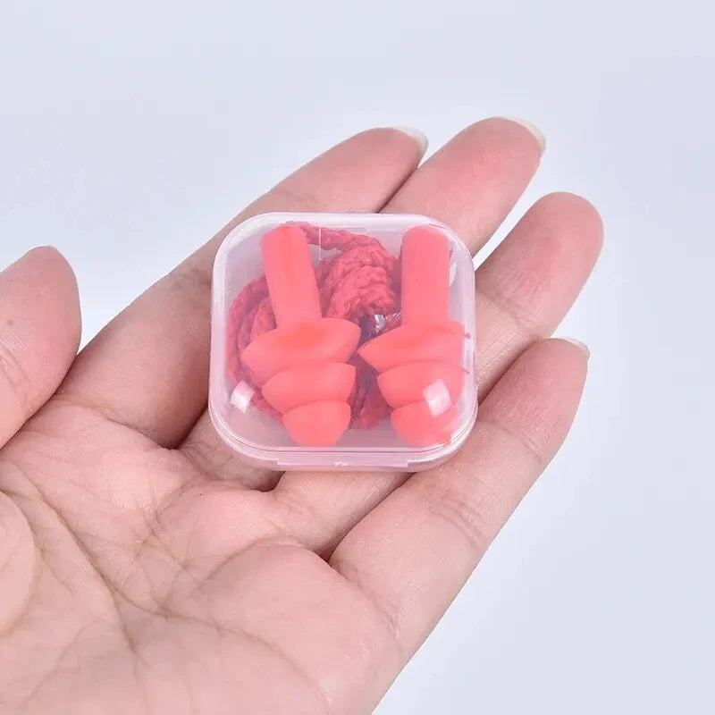 Silicone Swimming Earplugs with Rope - Noise Reduction Sleep Ear Plugs for Diving & Underwater Activities (1 Piece)