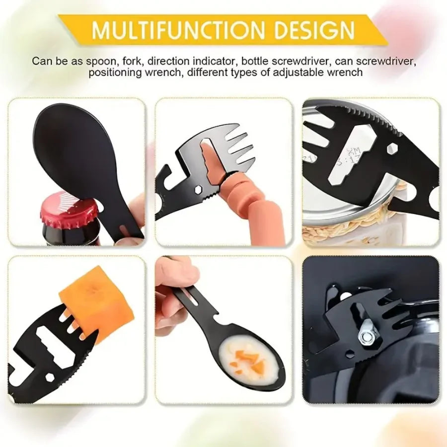 Multi-Tool Camping Utensil Set - Lightweight Fork, Spoon & Bottle Opener for Outdoor Survival