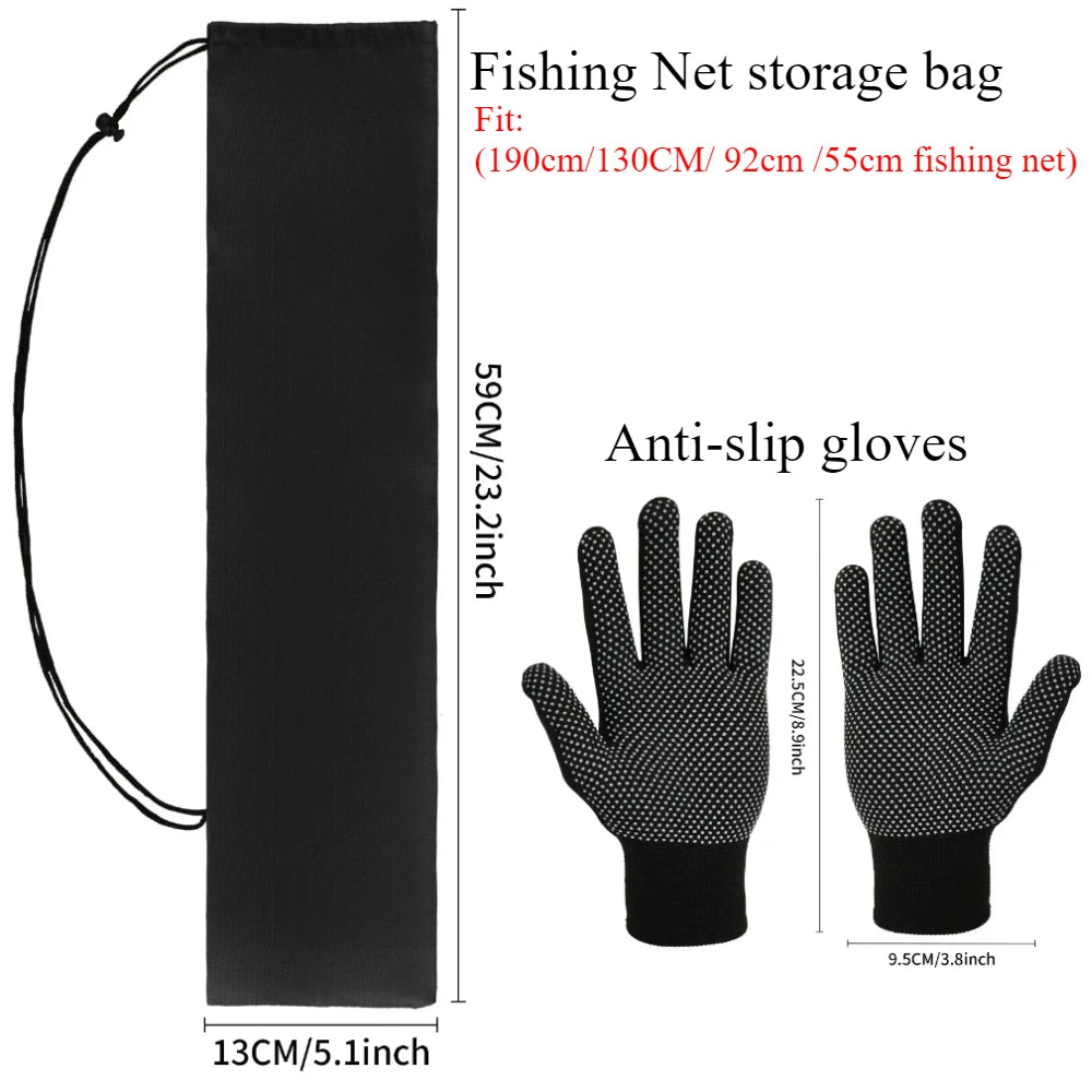 Professional Telescoping Fishing Landing Net - Aluminum Alloy Construction - Extends 55cm to 190cm with Folding Mesh Design